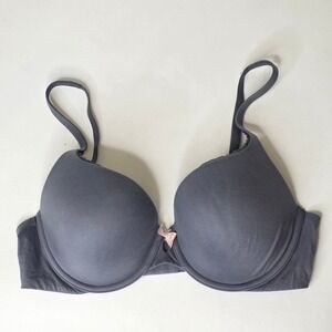 Victorias Secret Body by Victoria Perfect Shape Bra 34D Gray Underwire Lace Trim